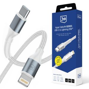 Cablu 1m 20W 9V/2A PD 3.0 3mk Hyper Cable N-SERIES USB-C to Lightning 20W™ White