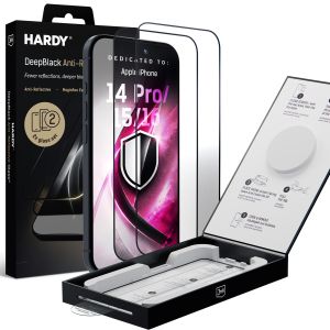 2x Sticlă tratată anti-reflexie 9H pentru Apple iPhone 14 Pro/15/16 - 3mk HARDY® DeepBlack Anti-Reflective Glass™