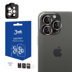 Sticlă securizată pentru obiectivul camerei pentru Apple iPhone 15 Pro - 3mk Lens Protection Pro Dark Gold