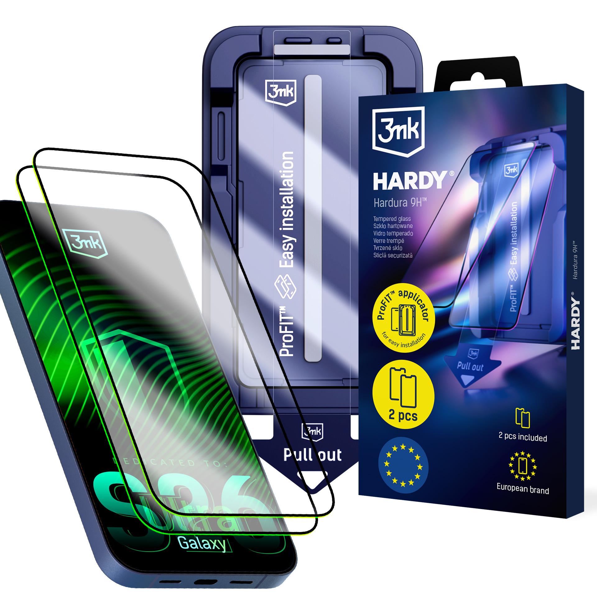 2x tempered glass with applicator for Samsung Galaxy S26 Ultra - 3mk HARDY® Hardura 9H™