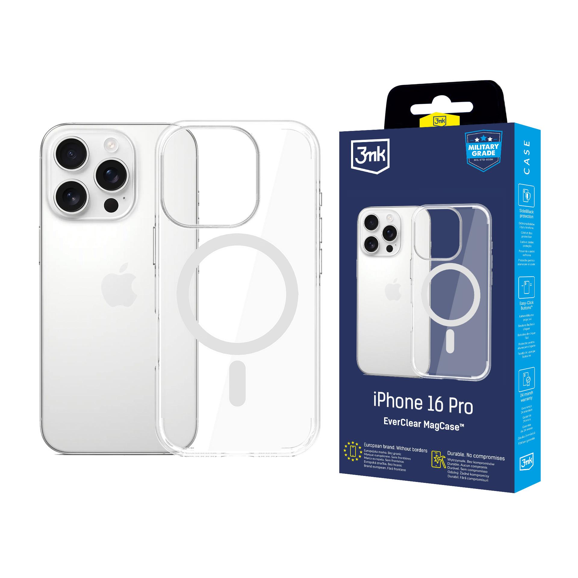 Protecție durabilă cu MagSafe pentru Apple iPhone 16 Pro - 3mk EverClear MagCase
