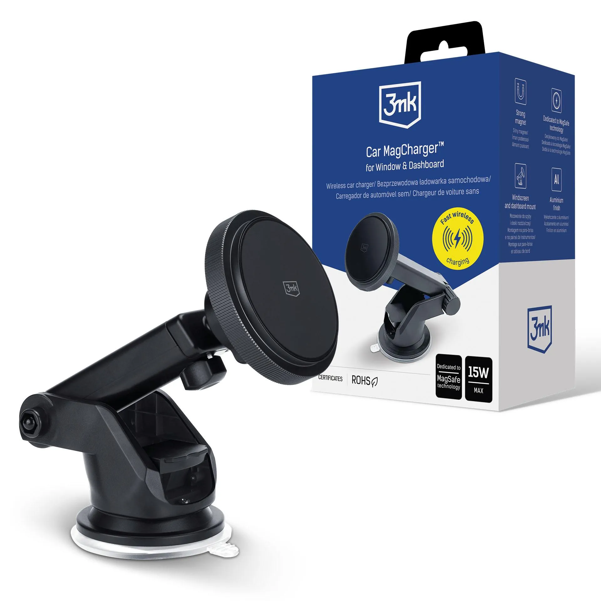 Suport auto cu MagSafe 3mk Car MagCharger™ pentru geam ?i tablă de bord