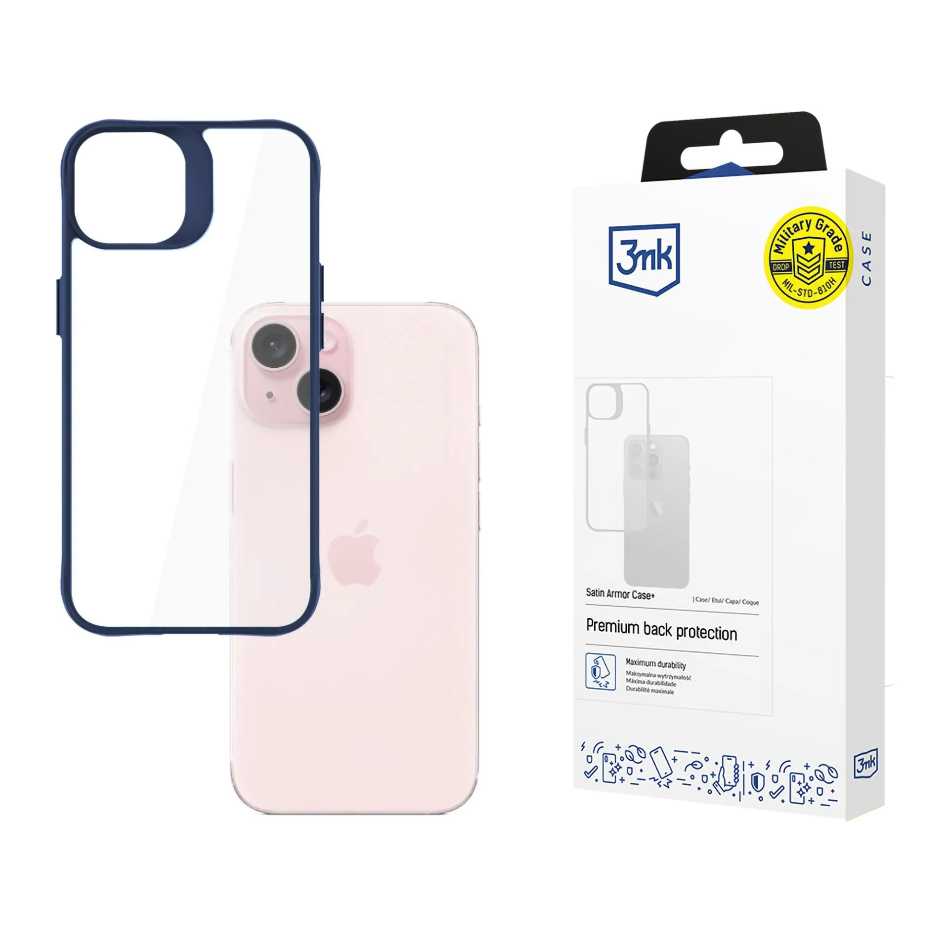 Husă pentru Apple iPhone 15 - 3mk Satin Armor Case+ Albastru