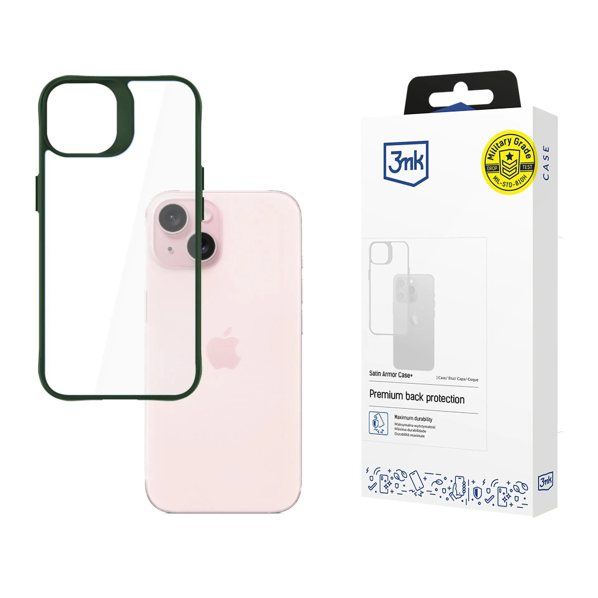 Husă pentru Apple iPhone 15 - 3mk Satin Armor Case+ Verde