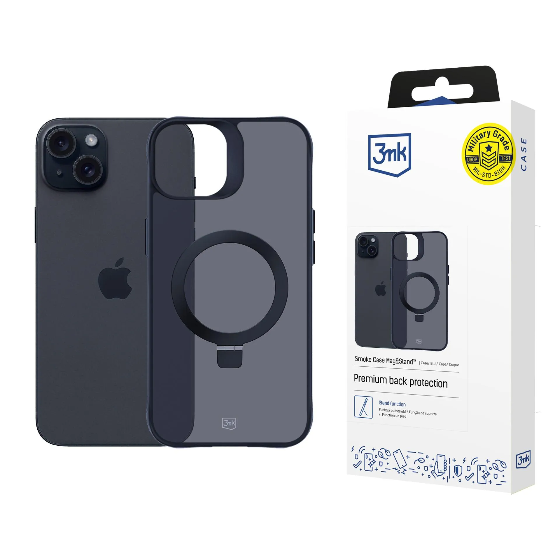 Husă pentru Apple iPhone 15 Plus - 3mk Smoke Case Mag&Stand