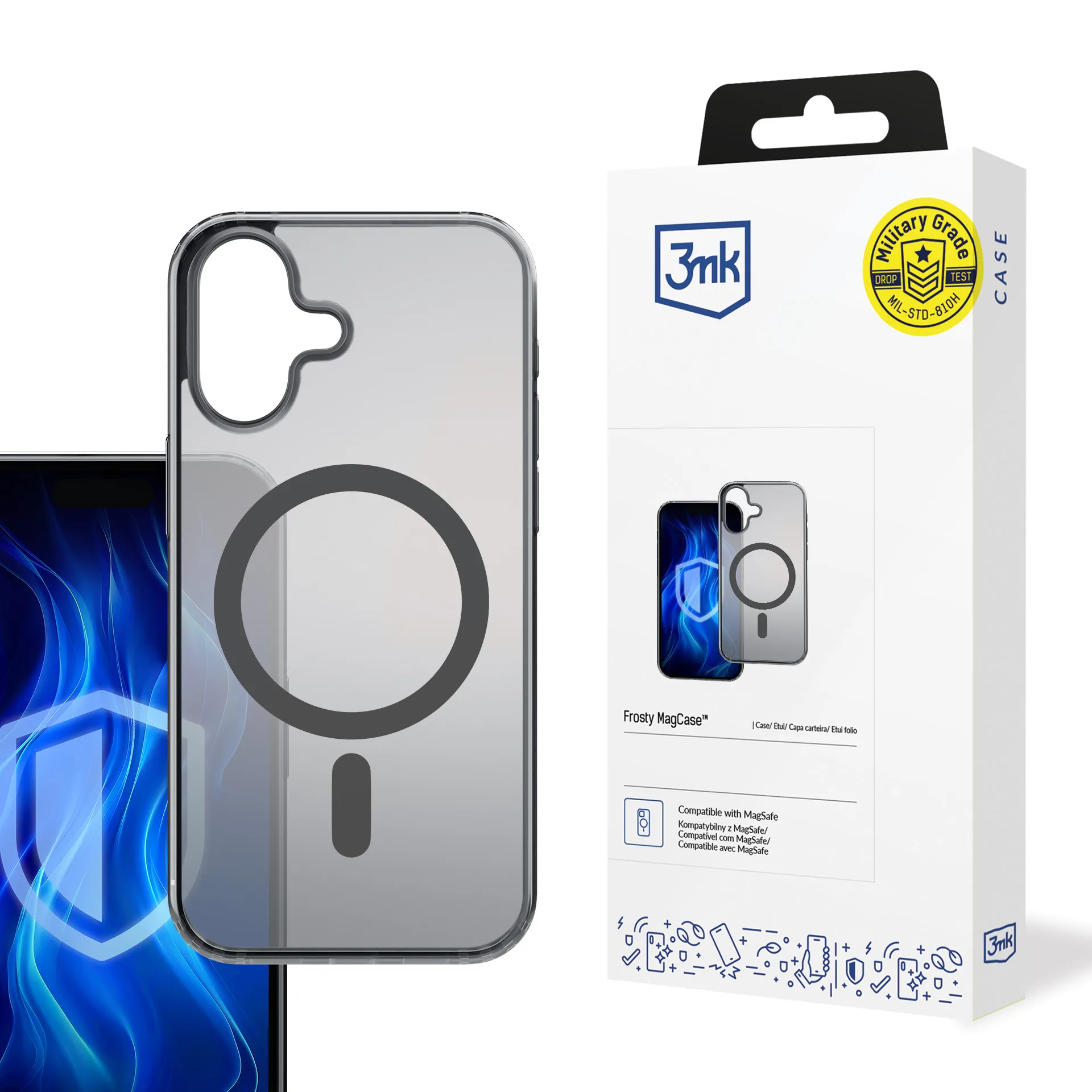 Husă pentru Apple iPhone 16 - 3mk Frosty MagCase Negru