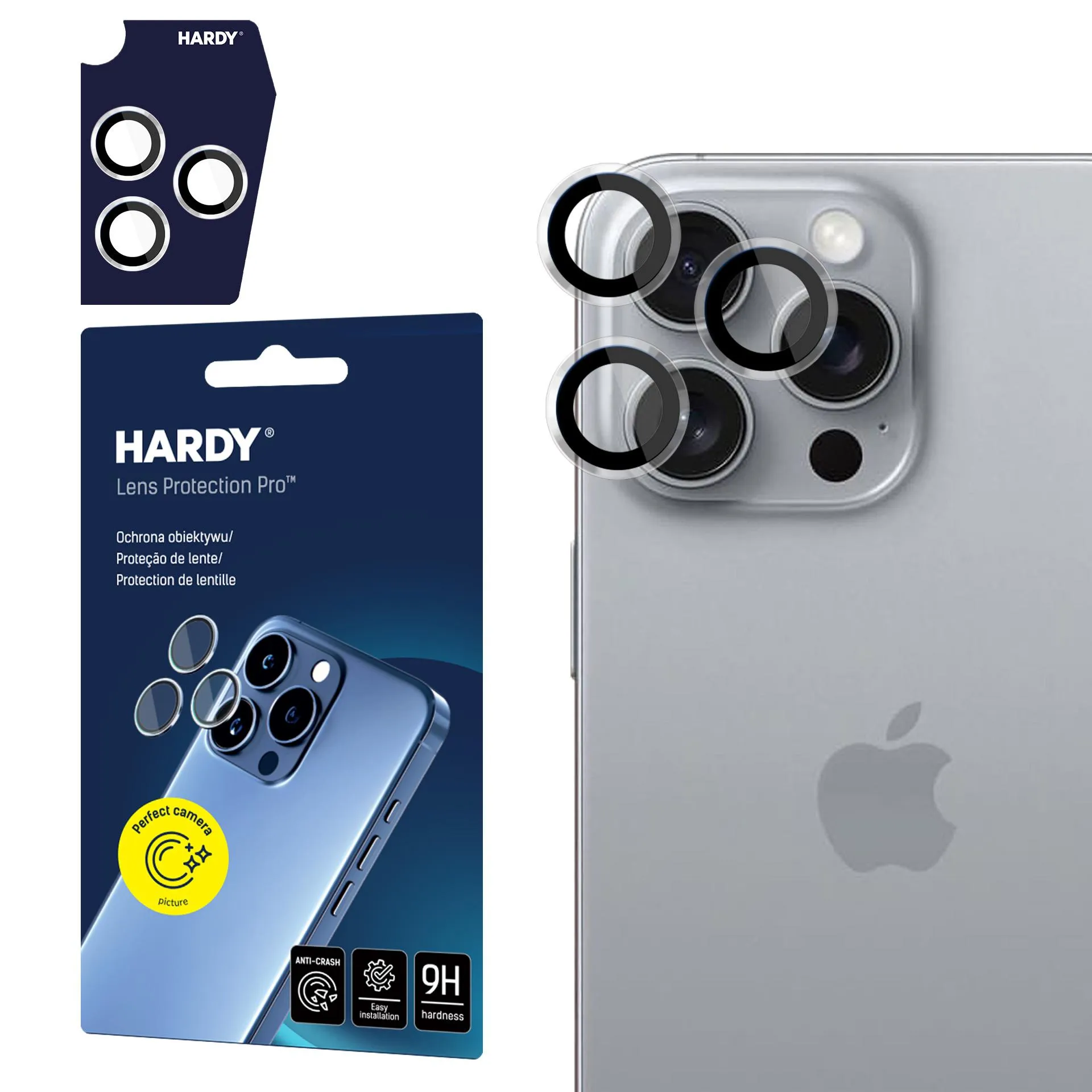 Protecția lentilei pentru Apple iPhone 15 Pro - 3mk HARDY Lens Protection Pro