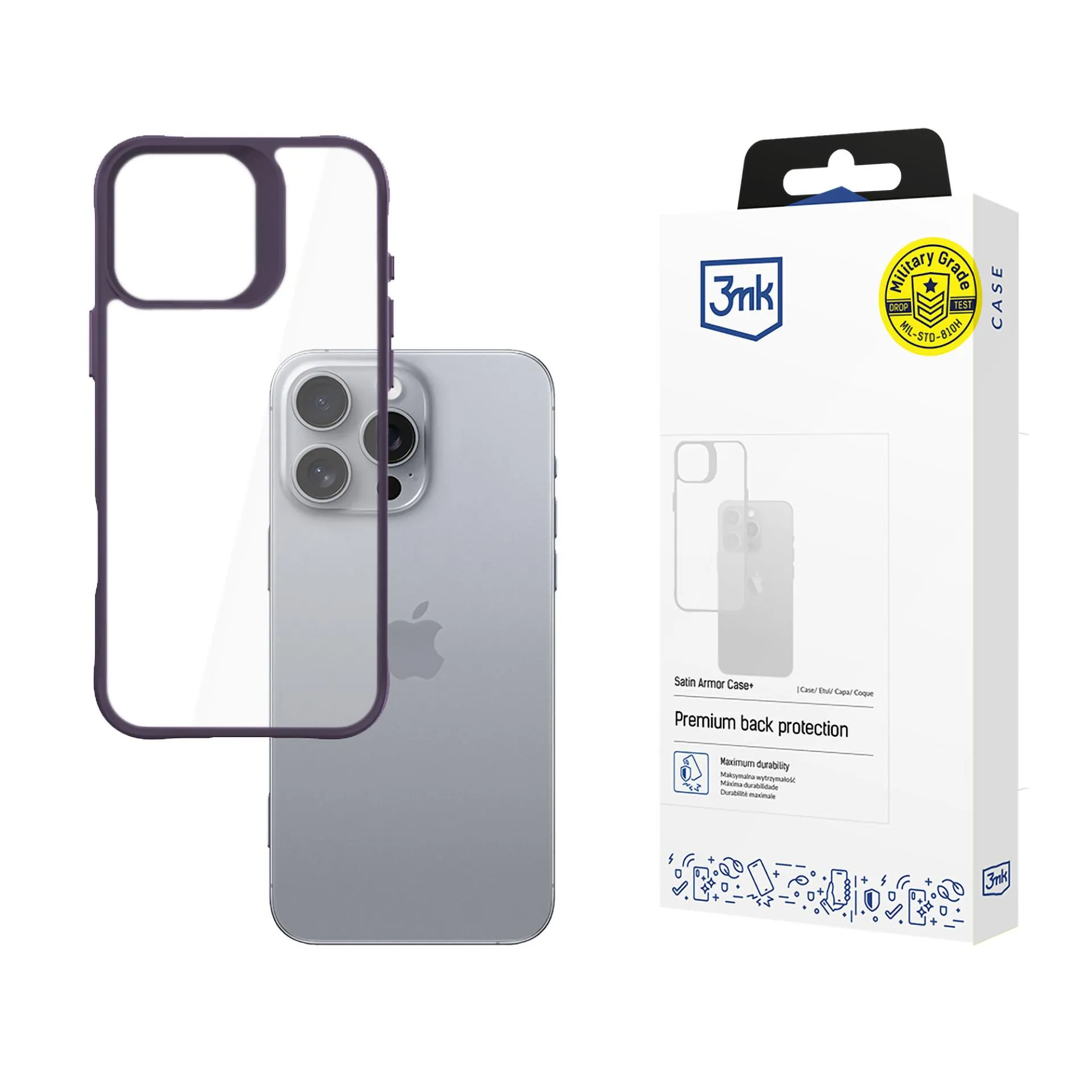 Husă pentru Apple iPhone 16 Pro Max - 3mk Satin Armor Case+ Purple