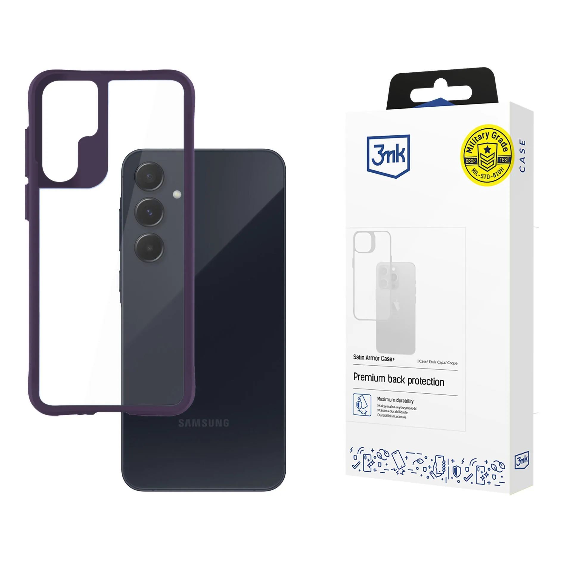 Husă pentru Samsung Galaxy A55 5G - 3mk Satin Armor Case+ Purple